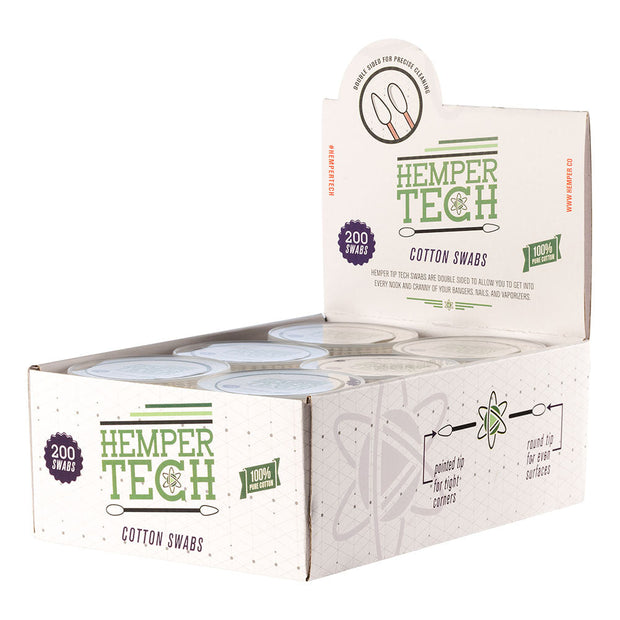 6pc Display - Hemper Tech Dual Tip Cotton Swab - 200pk - Headshop.com