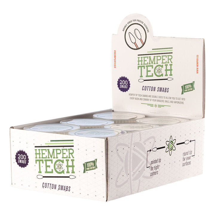 6pc Display - Hemper Tech Dual Tip Cotton Swab - 200pk - Headshop.com