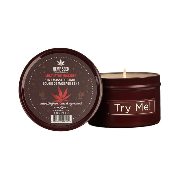 Earthly Body Hemp Seed Holiday Candle Pre Pack: Mistletoe Mischief, Tinsel Tease, Yule Be Begging