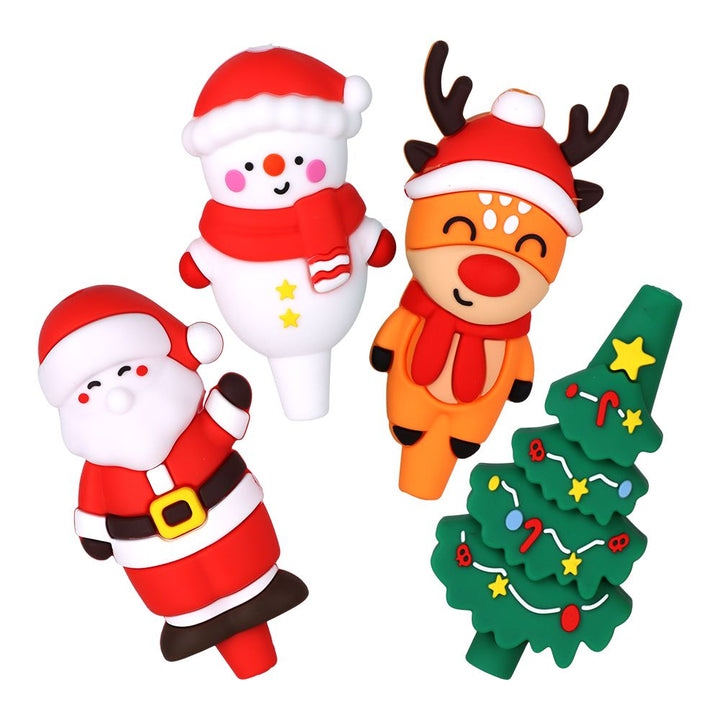 15CT FISHBOWL - Christmas Themed Silicone Hand Pipe  -  4" / Styles Vary