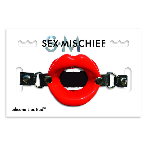 Sportsheets Sex & Mischief Silicone Lips Adjustable Open-Mouth Gag Red - Headshop.com
