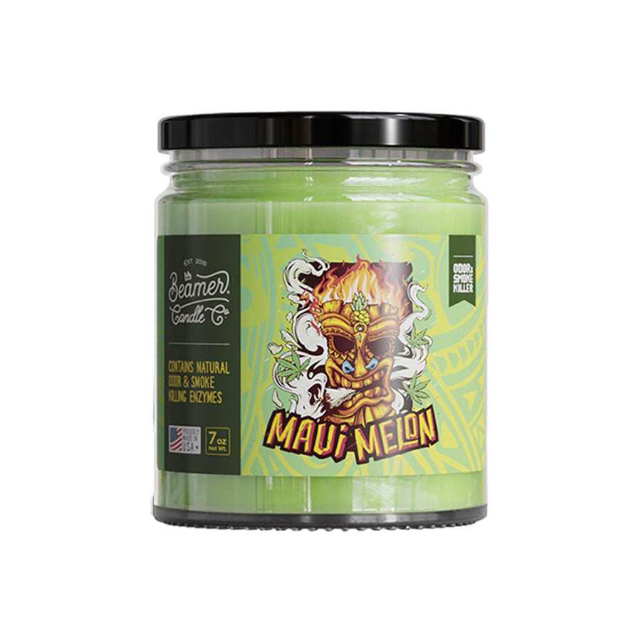 Beamer Candle Co. Odor & Smoke Killer Glass Jar Candle | Maui Melon | 7oz - Headshop.com