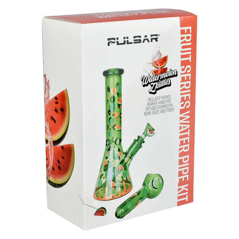 Pulsar Fruit Series Watermelon Zkittles Herb Pipe Glow Duo - 10" / 14mm F - Headshop.com