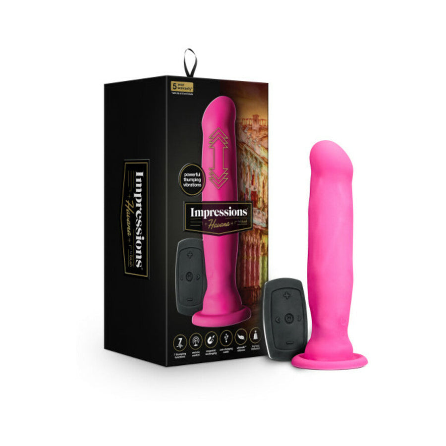Impressions Havana Remote-Controlled 8 in. Thumping Dildo Pink - Headshop.com