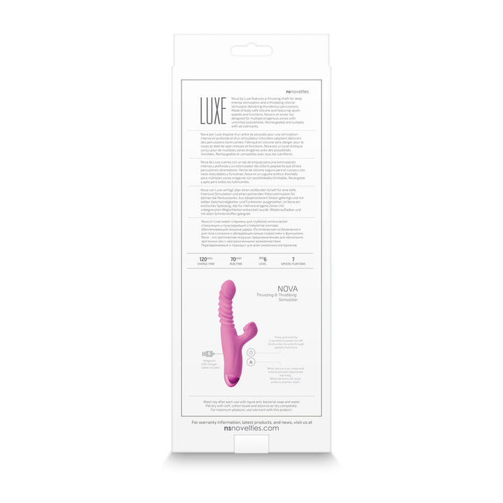 Luxe Nova Rechargeable Thrusting & Throbbing Stimulator Pink - Headshop.com