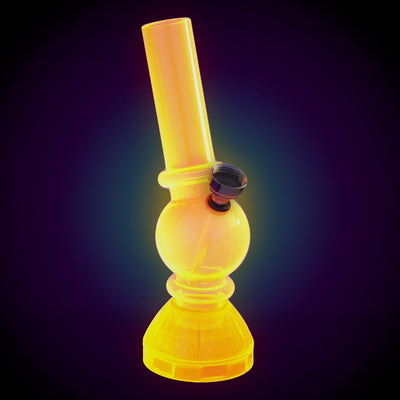 Angled Mini Acrylic Water Pipe w/ Built in Grinder Base - 6.5" - Headshop.com