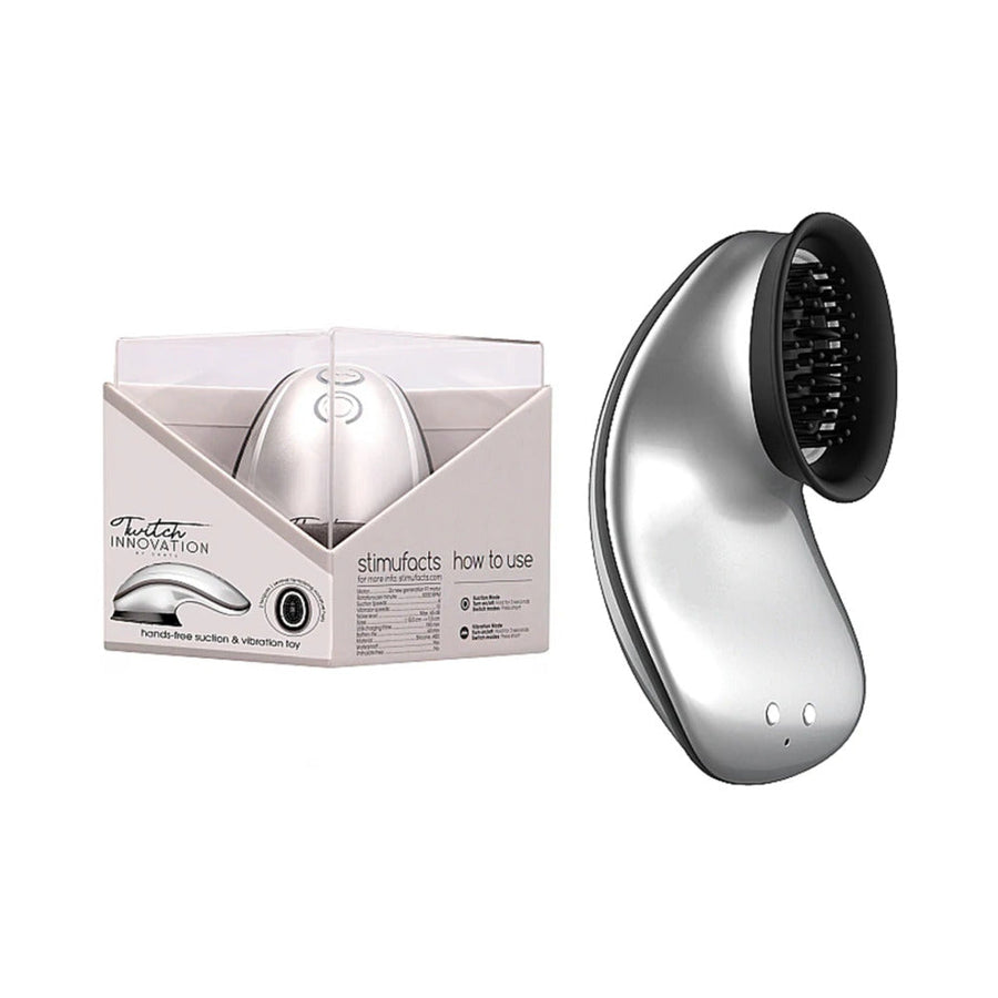Twitch Rechargeable Hands-Free Suction & Vibration Toy Silver - Headshop.com
