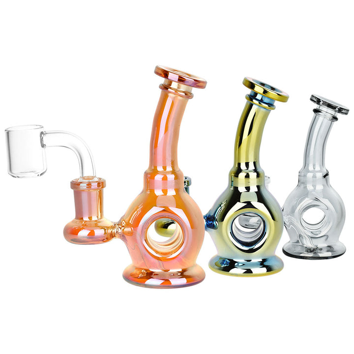 Time Warp Electroplated Glass Mini Dab Rig | 4.75" | 14mm F | Colors Vary - Headshop.com