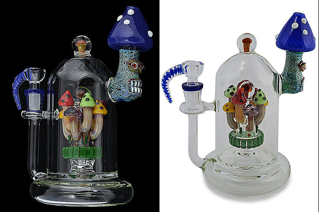 Detailed Handmade Mushroom Glass Water Pipe