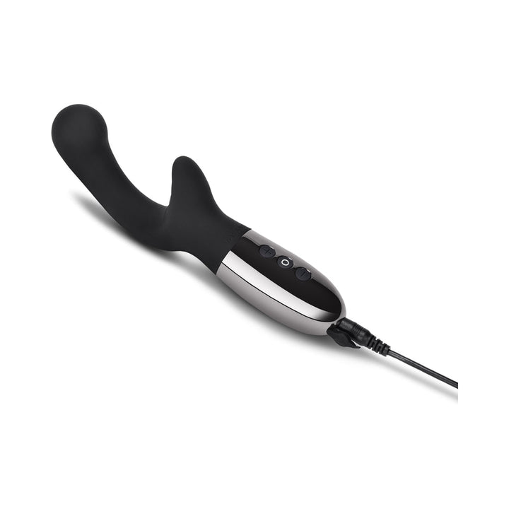 Le Wand XO Rechargeable Double-Motor Wave Silicone Dual Stimulation Vibrator Black - Headshop.com