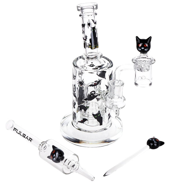 Pulsar Superstitious Kitty Glass Dab Rig Set - 8" / 14mm F