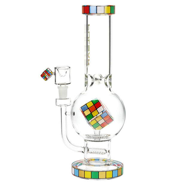 Pulsar Rubik's Cube Perc Bubble Base Glass Water Pipe - 12.5" - Headshop.com