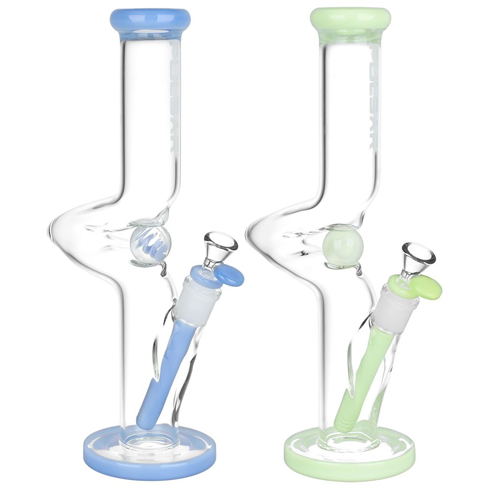 Pulsar Kinked Marble Straight Tube Glass Water Pipe - 12.75" / 14mm F - Headshop.com
