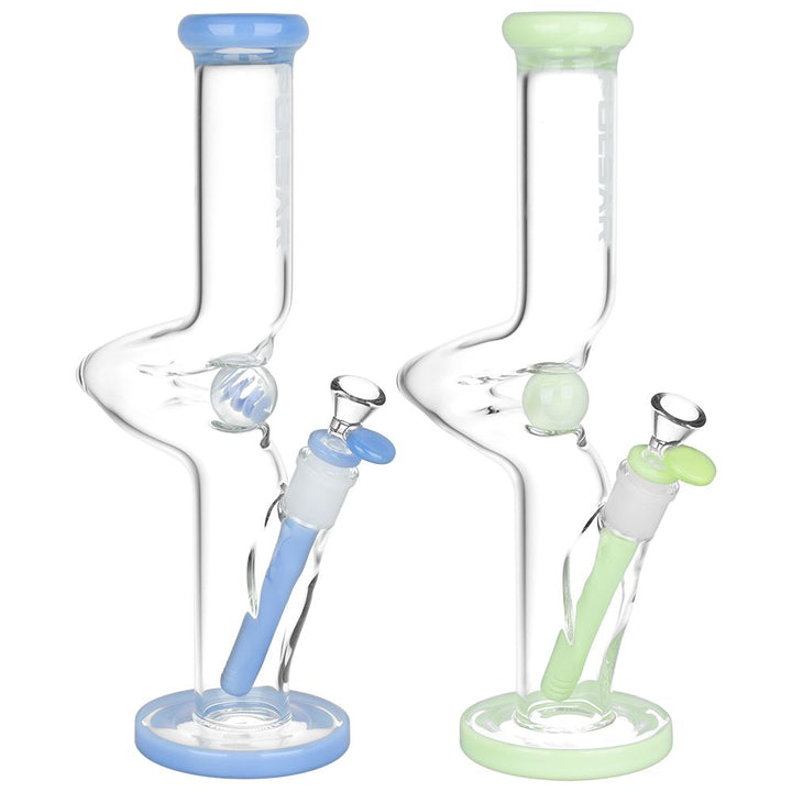 Pulsar Kinked Marble Straight Tube Glass Water Pipe - 12.75" / 14mm F - Headshop.com