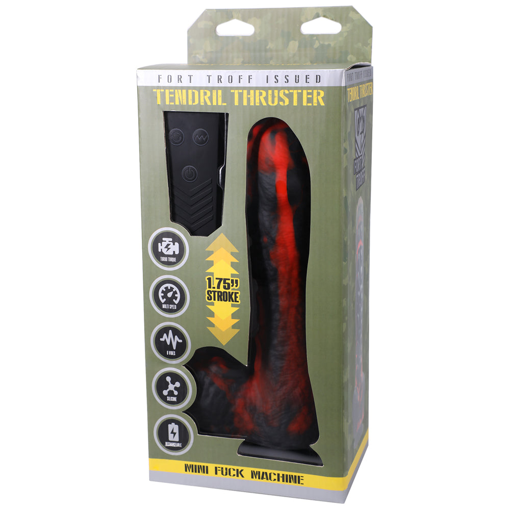 Fort Troff Tendril Thruster Mini Fuck Machine Rechargeable Remote-Controlled Silicone 8.5 in. Thrusting Dildo Red/Black - Headshop.com