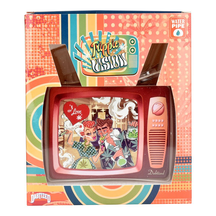 Dabtized Trippie Vision Retro TV Glass Water Pipe - 5" / 14mm F / Designs Vary - Headshop.com