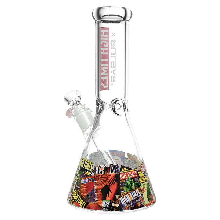 High Times x Pulsar Beaker Water Pipe - Magazine Covers / 10.5" / 14mm F - Headshop.com