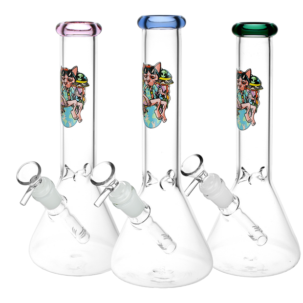 Chill Cat Glass Beaker Water Pipe | 14mm F | Colors Vary - Headshop.com