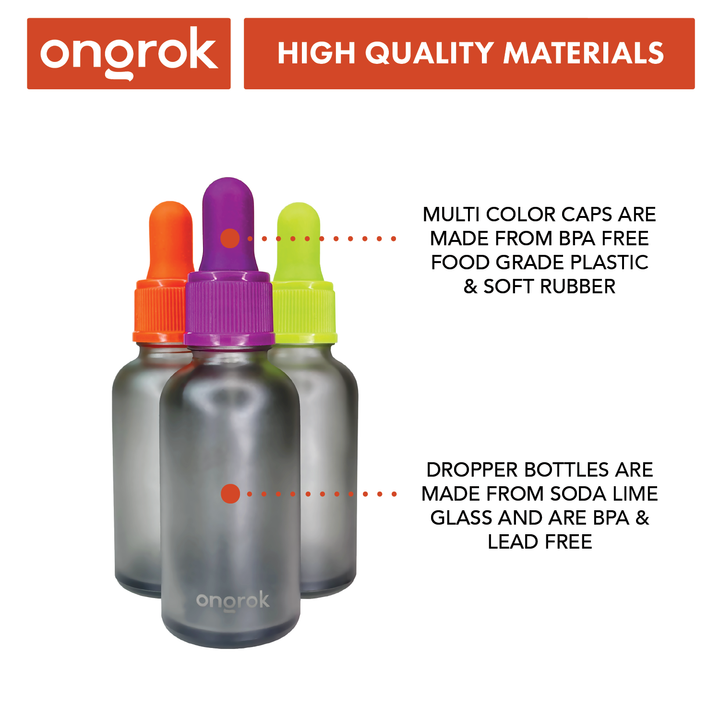 Ongrok Glass Dropper Jars, 6 pack - Headshop.com