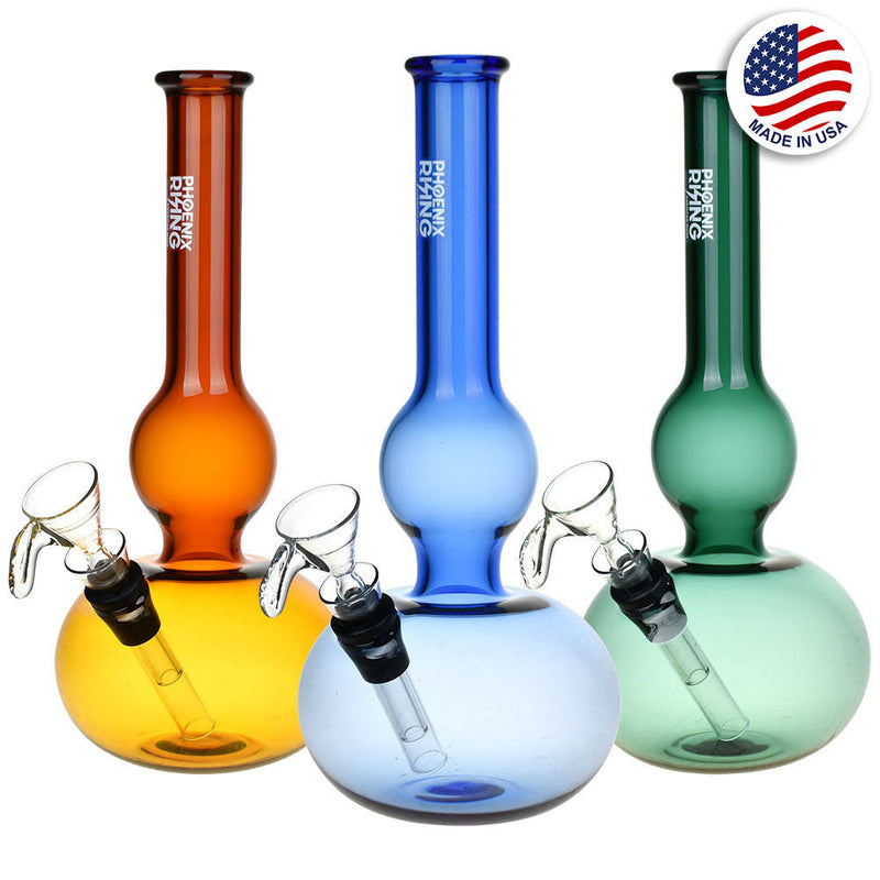Phoenix Rising Double Bubble Glass Water Pipe - 8.75" / Colors Vary - Headshop.com