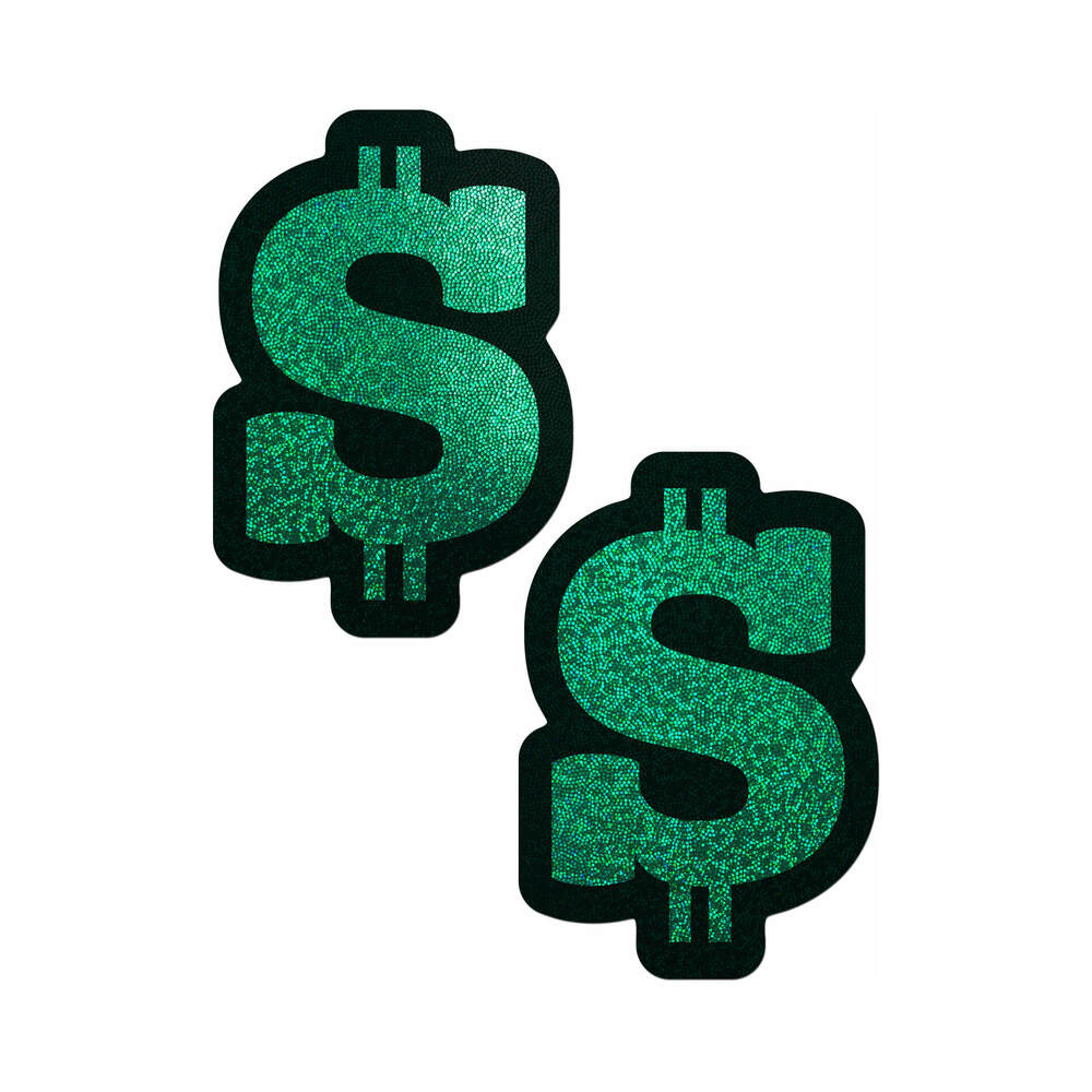Pastease Money: Green Glitter Dollar Sign Nipple Pasties - Headshop.com