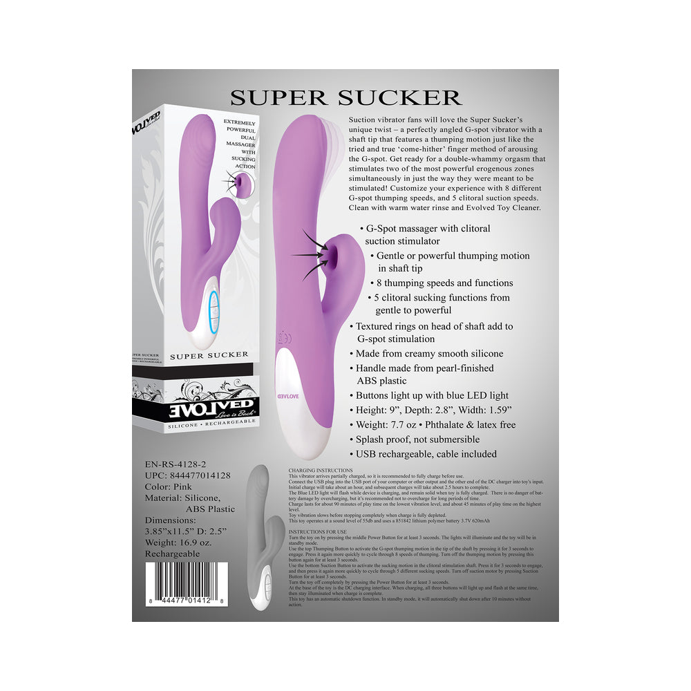 Evolved Super Sucker Rechargeable Thumping Suction Silicone Dual Stimulator Purple - Headshop.com