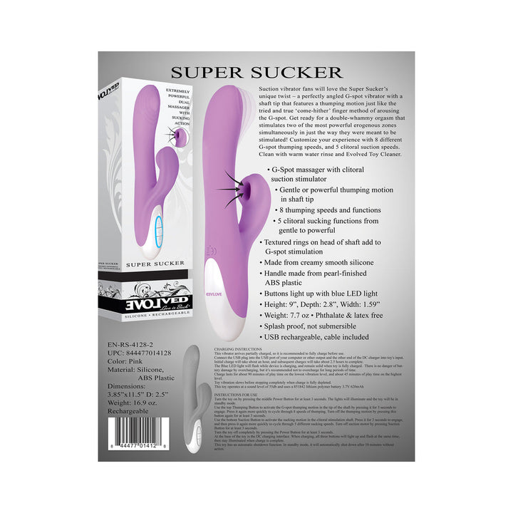 Evolved Super Sucker Rechargeable Thumping Suction Silicone Dual Stimulator Purple - Headshop.com