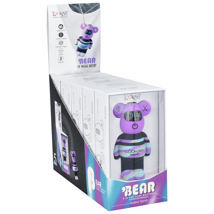 Lookah Tie Dye Bear Variable Voltage 510 Battery | 500mAh | 5pc Display - Headshop.com
