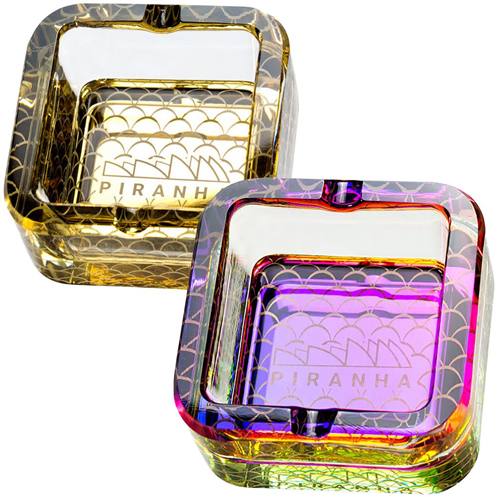 Piranha Scales Cube Glass Ashtray | 2.8" - Headshop.com