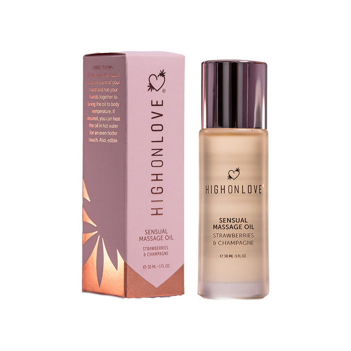 HighOnLove Mini Massage Oil Strawberries & Champagne 1 oz. - Headshop.com