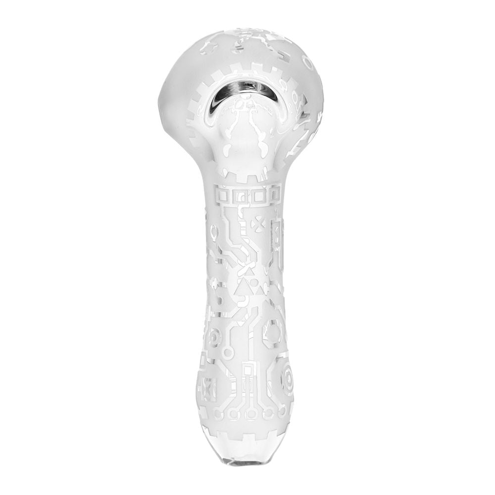 Milkyway Circuitboard Etched Glass Spoon Pipe - 4.25" / Clear - Headshop.com