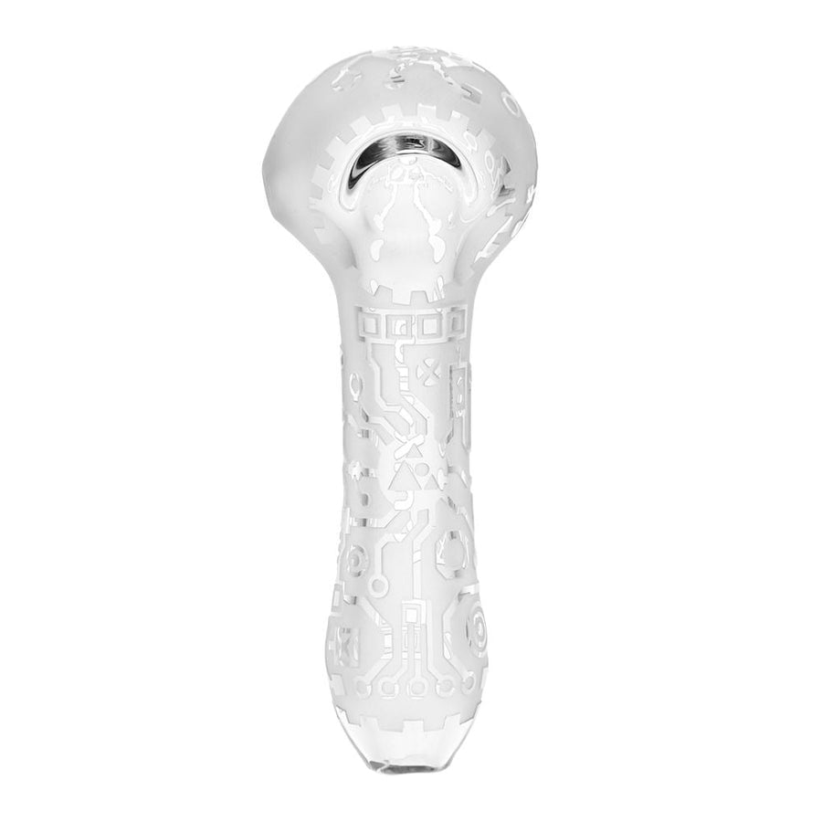 Milkyway Circuitboard Etched Glass Spoon Pipe - 4.25" / Clear - Headshop.com