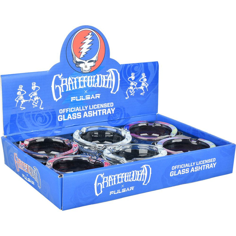 6CT DISP - Grateful Dead x Pulsar Licensed Glass Ashtrays - 3.5" / Assorted Styles