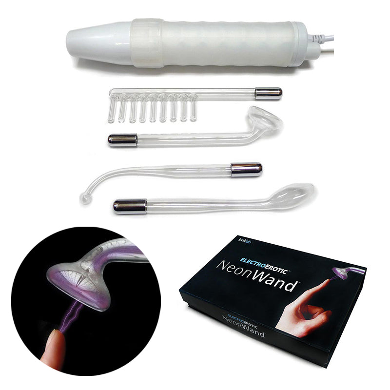 KinkLab Neon Wand Electrosex Kit ( White handle/Purple Elec) - Headshop.com