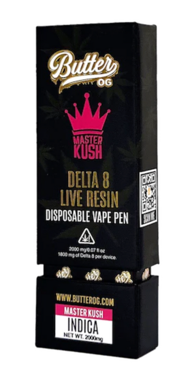 Butter OG Delta 8 Live Resin Disposable Vape 2G - Master Kush (Indica) - Headshop.com