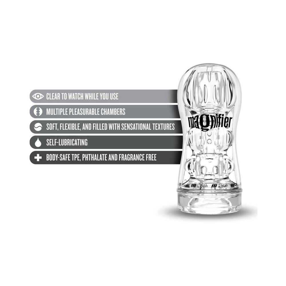 M for Men Soft + Wet Magnifier Self-Lubricating See-Through Stroker Clear - Headshop.com