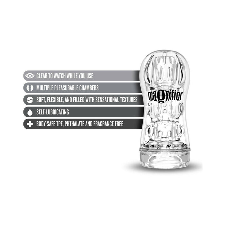 M for Men Soft + Wet Magnifier Self-Lubricating See-Through Stroker Clear - Headshop.com