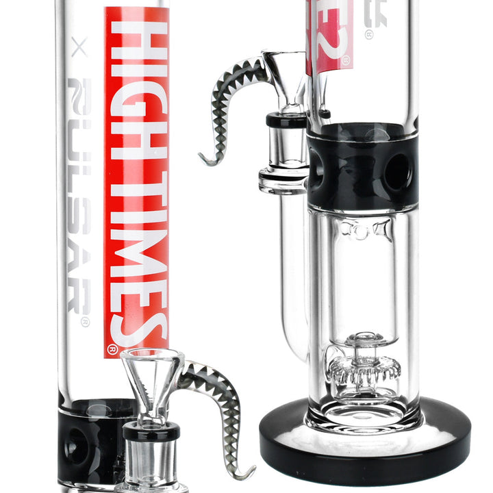 High Times x Pulsar Logo Straight Tube Recycler Water Pipe - 14.75" / 14mm F - Headshop.com