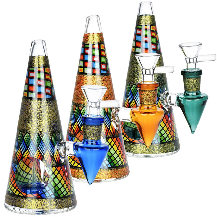 Conical Stained Glass Water Pipe - 6.25" / 14mm F - Headshop.com