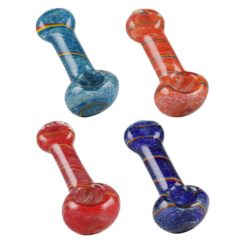 Glass Pipe w/ Stripes - 3" / Colors Vary - Headshop.com