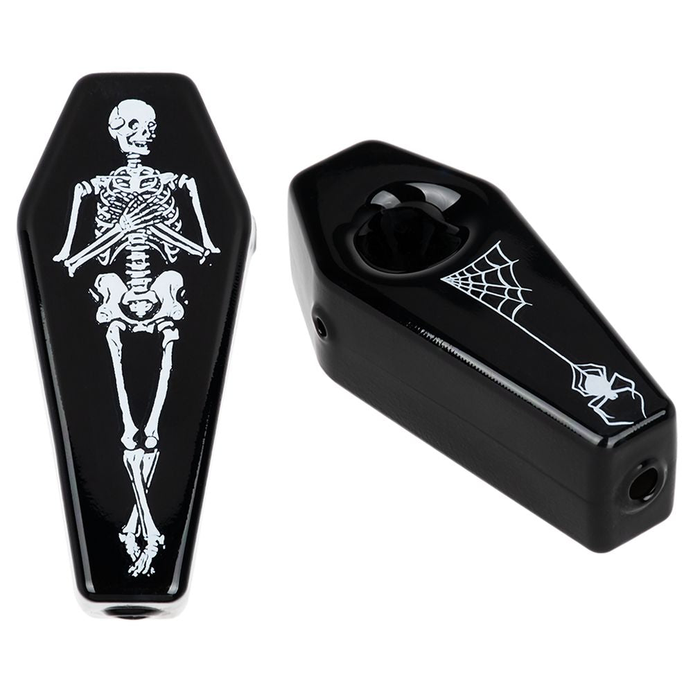 Skelly's Coffin Glass Hand Pipe - 3.75" - Headshop.com