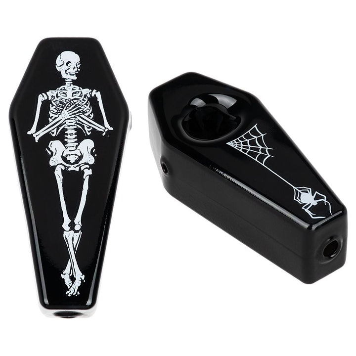 Skelly's Coffin Glass Hand Pipe - 3.75" - Headshop.com