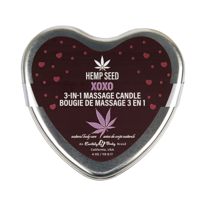 Earthly Body Hemp Seed Valentine's Day Heart Candle Pre Pack: XOXO, Lip Locked, Pucker Up