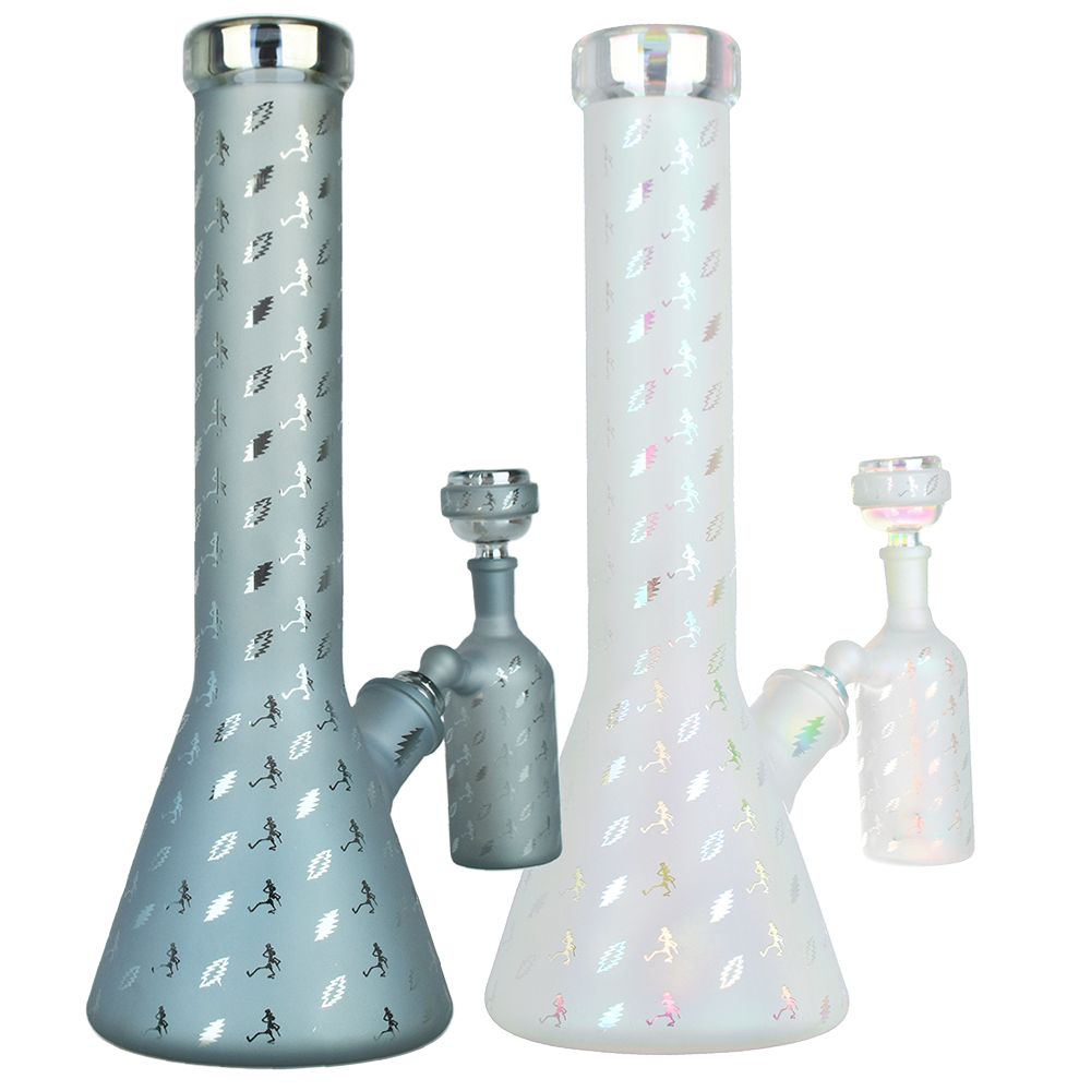 Grateful Dead x Pulsar Bolts And Skellies Glass Beaker Water Pipe Set | 13.75" | 14mm F - Headshop.com