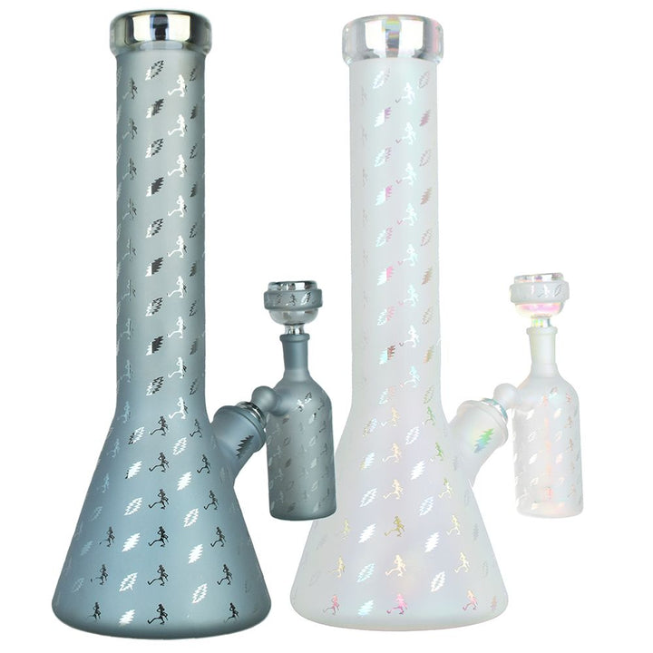 Grateful Dead x Pulsar Bolts And Skellies Glass Beaker Water Pipe Set | 13.75" | 14mm F - Headshop.com