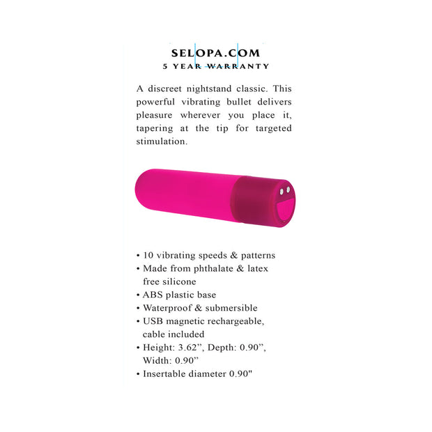 Selopa Tiny Temptation Rechargeable Silicone Bullet Vibrator Pink - Headshop.com