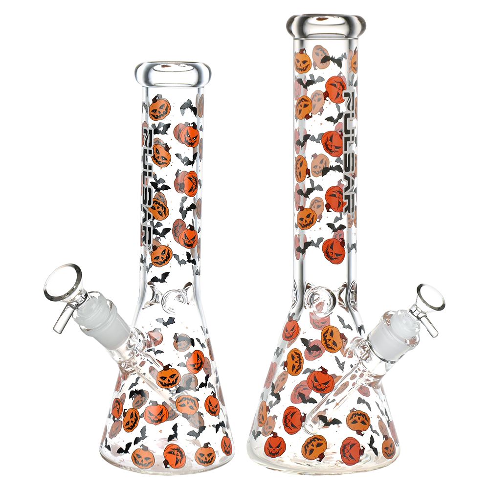 Pulsar Cackling Pumpkins Batty Beaker Glass Water Pipe | 14mm F - Headshop.com