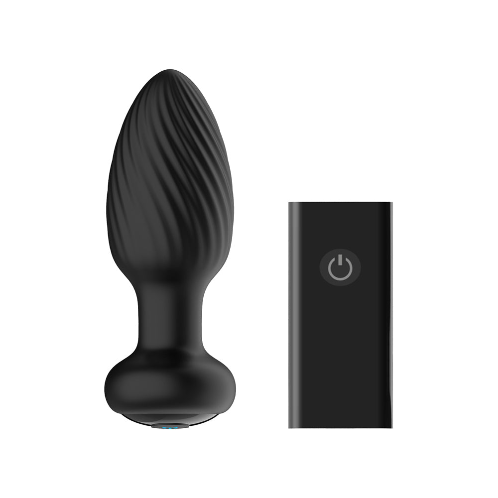 Nexus Tornado Rechargeable Remote-Controlled Rotating & Vibrating Textured Silicone Anal Plug Black - Headshop.com