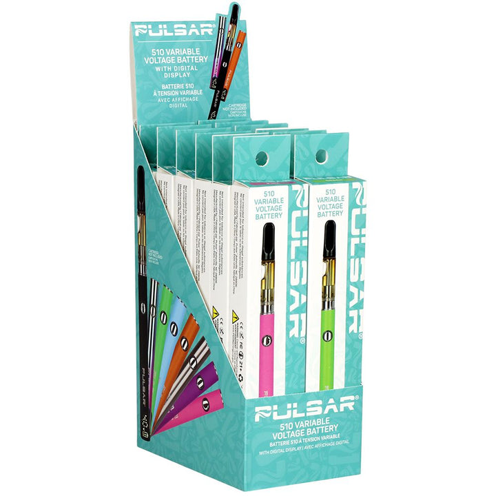 Pulsar Digital Display Slim Variable Voltage 510 Vape Battery | 400mAh | 12pc Display