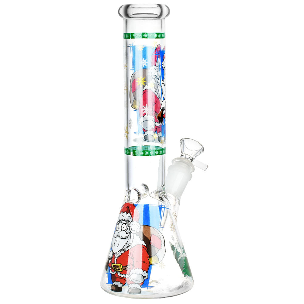 Santa Claus Themed Glass Water Pipe - 10" / 14mm F / Designs Vary - Headshop.com
